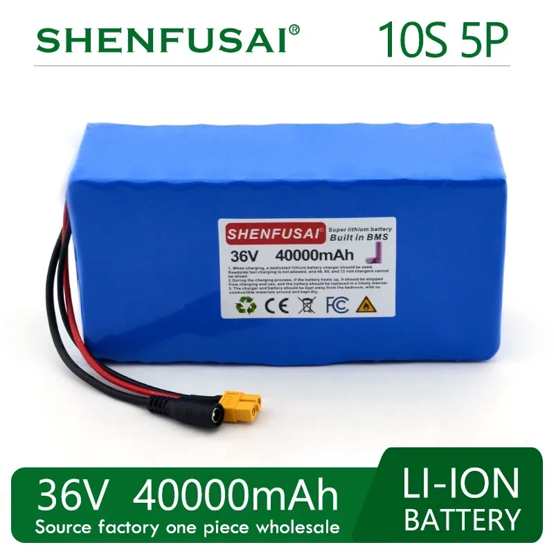 10S5P 36V 18650 high-power lithium-ion battery pack , suitable for electric bicycles, scooters, BMS+42V 3A chargers