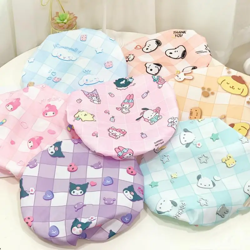 

Cinnamoroll Kawaii Double Bath Cap Kuromi Wash Cap Waterproof Shower Cap Kitchen Anti Lampblack Multi Functional Nursing Hat