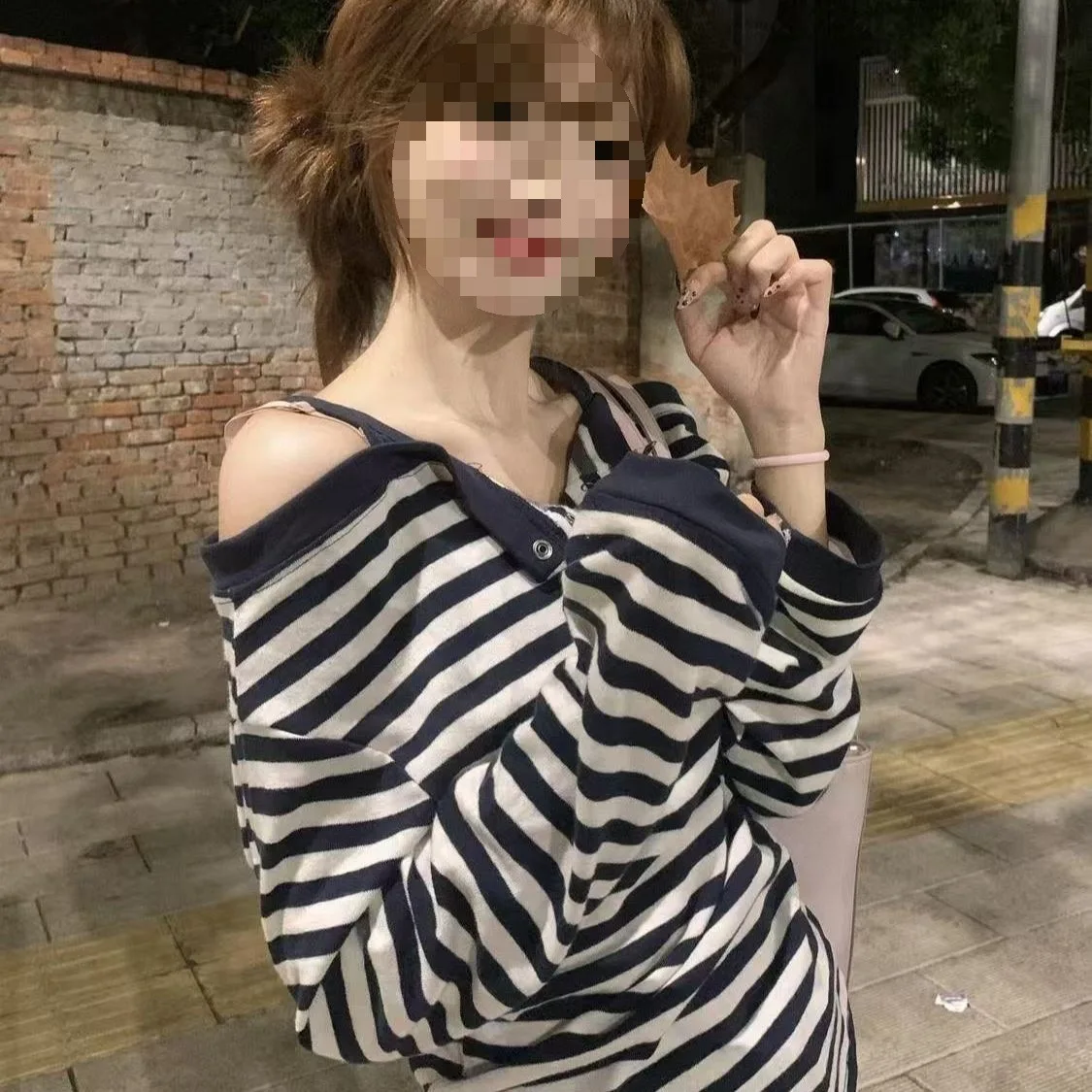 

Spring Autumn New Style Slim Fit Polyester Fabric Soft Shoulder Long Sleeve Women's T-shirt plus Size Conceal Meat One Shoulder