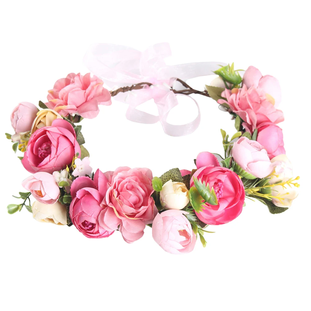 

Headgear Simulated Rose Headdress Bride Headbands Headpieces for Wedding Textile Wreath