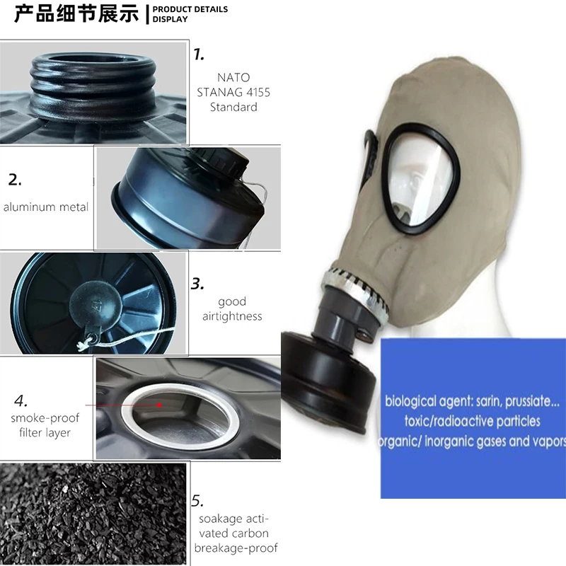 

Dust Gas Mask Respirator Russian Classic Style With Filter Box Chemical Toxic Gases Industrial Spray Paint Full-face Protection