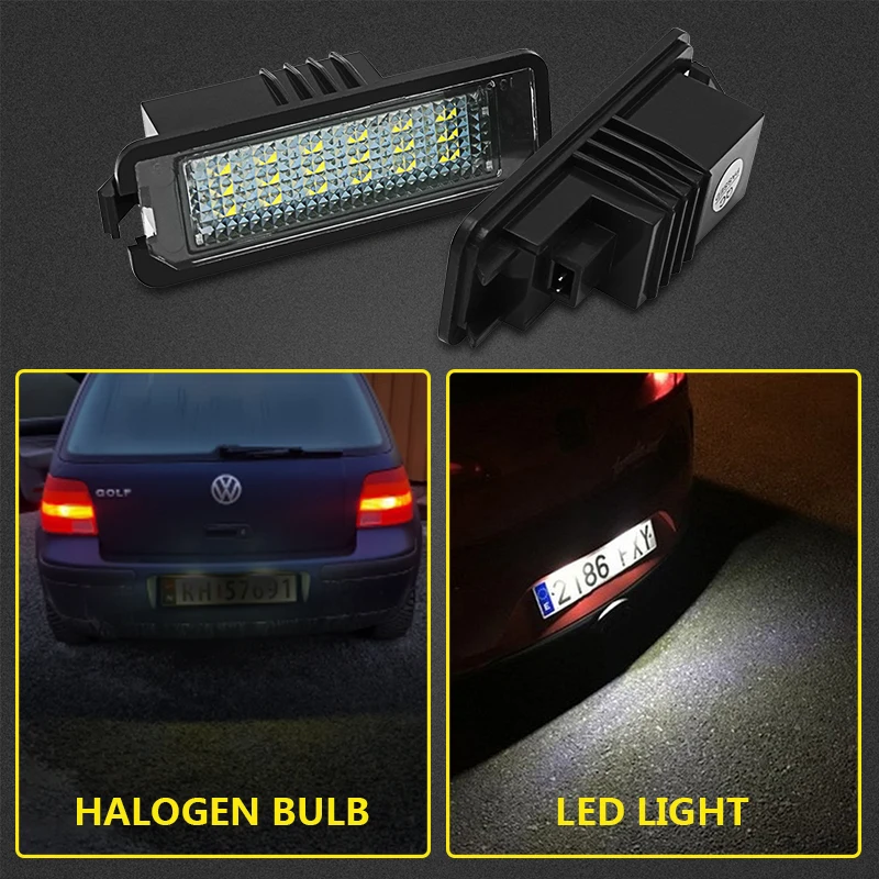 12V 3W LED Number No Error License Plate Light Lamp Canbus For Volkswage VW Golf 4 5 6 7 Polo 6R Scirocco Passat B6 3c Limousine