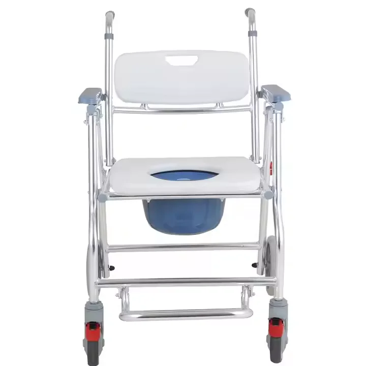 

Aluminum Accessible Transport Toilet Wheelchair Commode Waterproof Portable Bathroom Safety Equipment Sturdy Frame Wheel Chair
