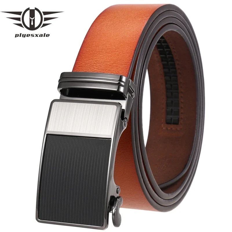 

Retro Style Cowskin Leather Men Belt High Quality Strap Male Automatic Buckle Belts For Men Black Coffee Red Brown Luxury B771