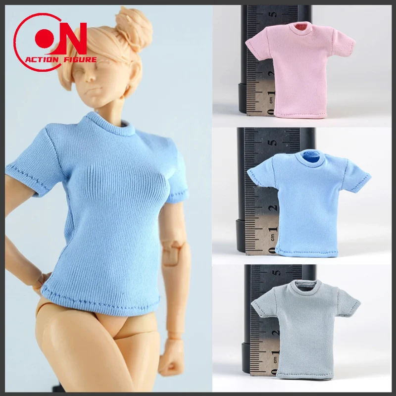 Em estoque 1/12 escala feminina longa camiseta em torno do pescoço dentro da roupa modelo caber 6 ''romankey soldado feminino figura de ação corpo bonecas