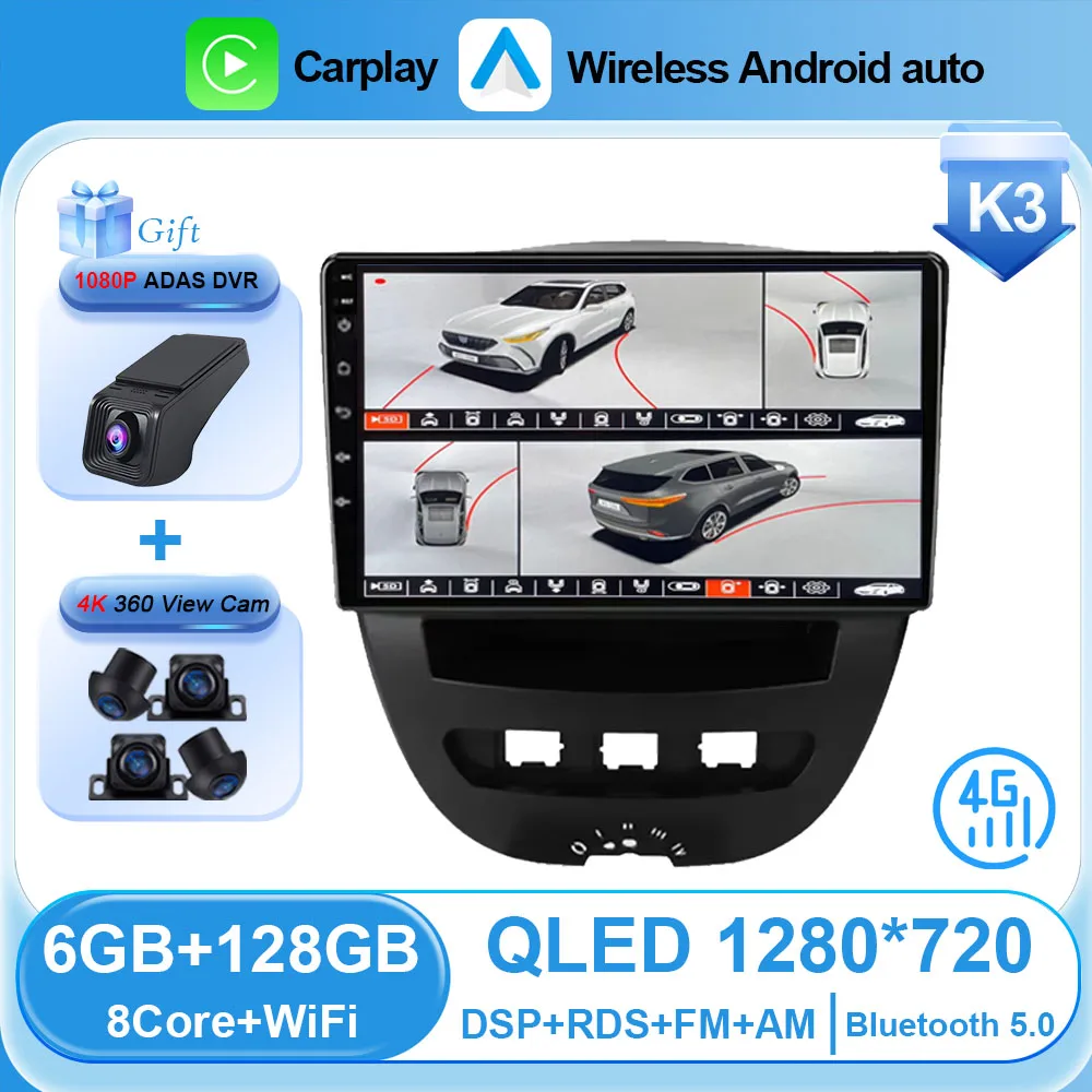 Auto Android 16 Voor Peugeot 107 Toyota Aygo Citroen C1 2005-2014 Auto Navigatie Speler Multimedia Auto Carplay 2Din DVD Stereo