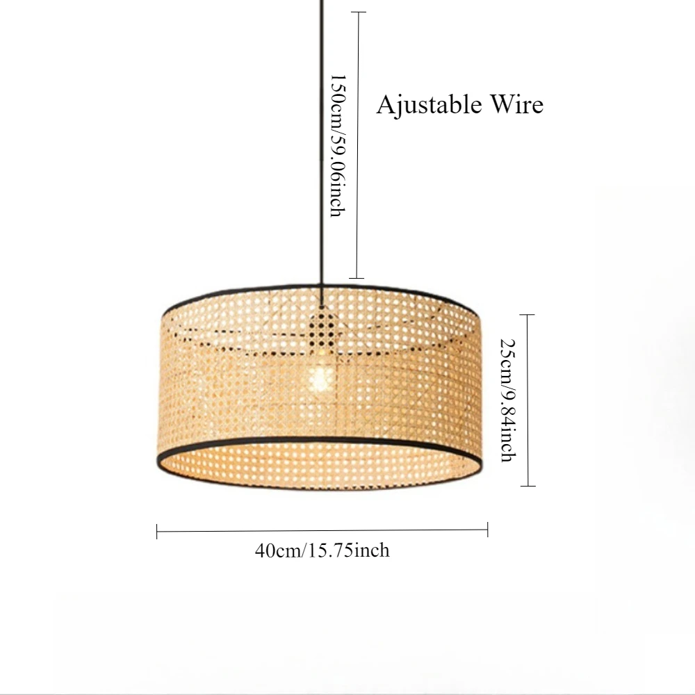 

40cm Modern Rattan Chandelier Japanese Style Bamboo Restaurant Lamp Bedroom Living Room Southeast Asia Led Light Led Light E27