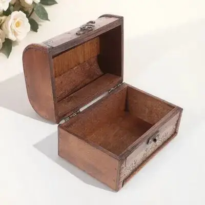 

Jewelry Storage Box Wooden Retro Earring Organizer Case for Rings Necklaces Bracelets Travel Decorative Display