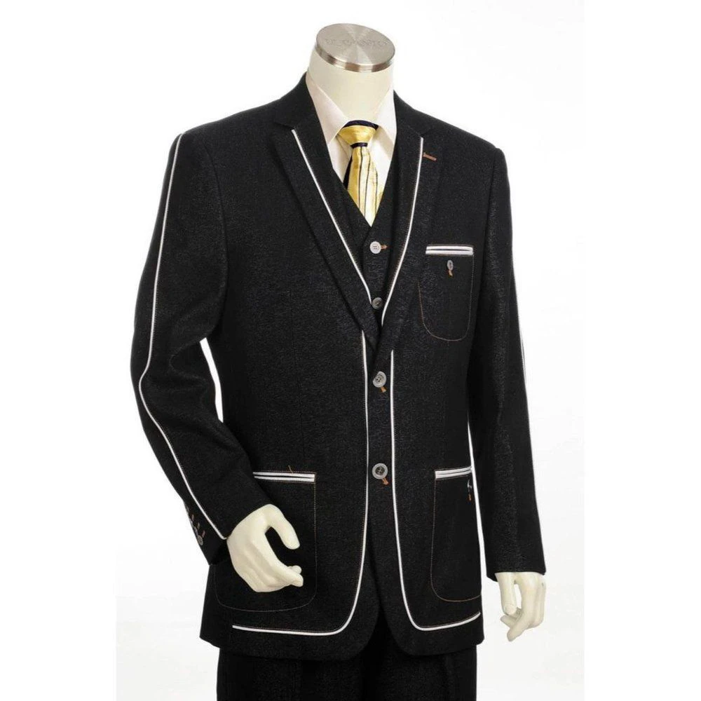 

Elegant Black Men's Suits 3 Piece Jacket Pants Vets High Quality Single Breasted Notch Lapel Slim Fit Male Clothing Costume