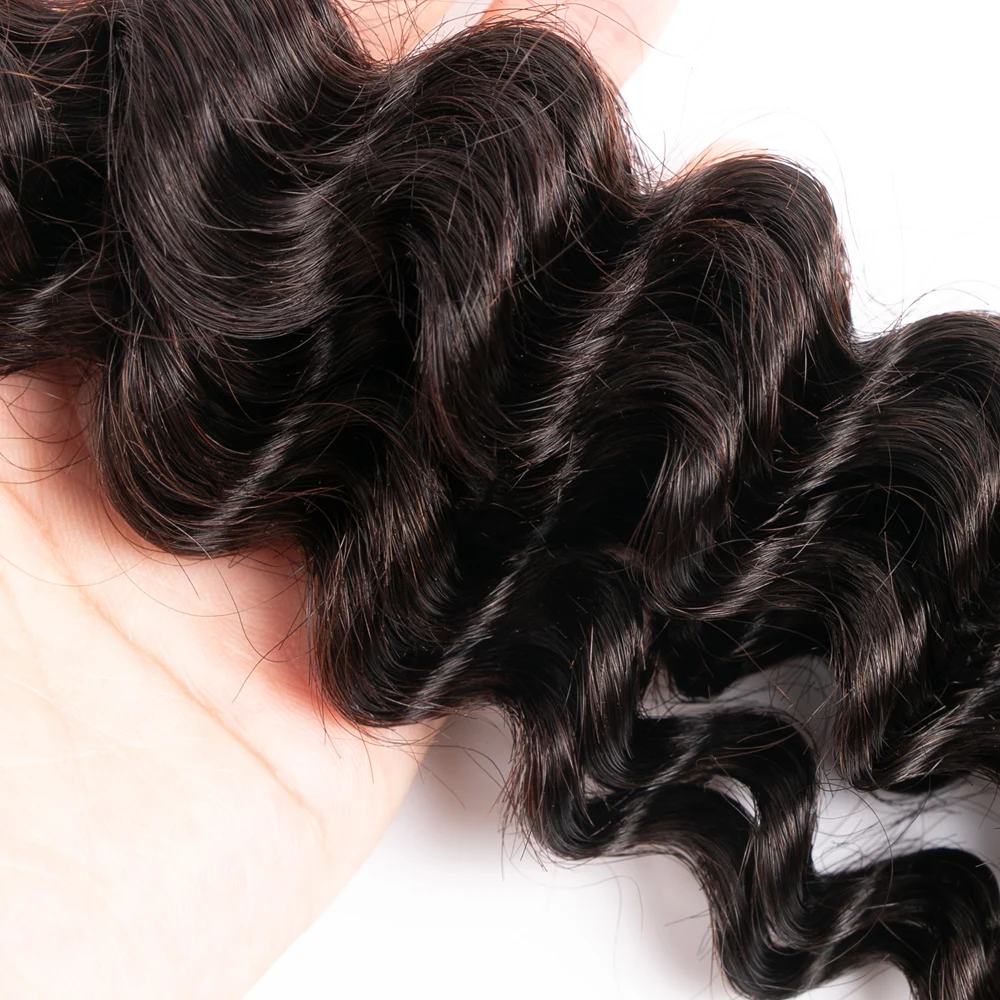 Deep Wave Bulk Human Hair Bundles 100g/pack No Weft Braiding Hair 2 Bundles 1B Color Natural Black