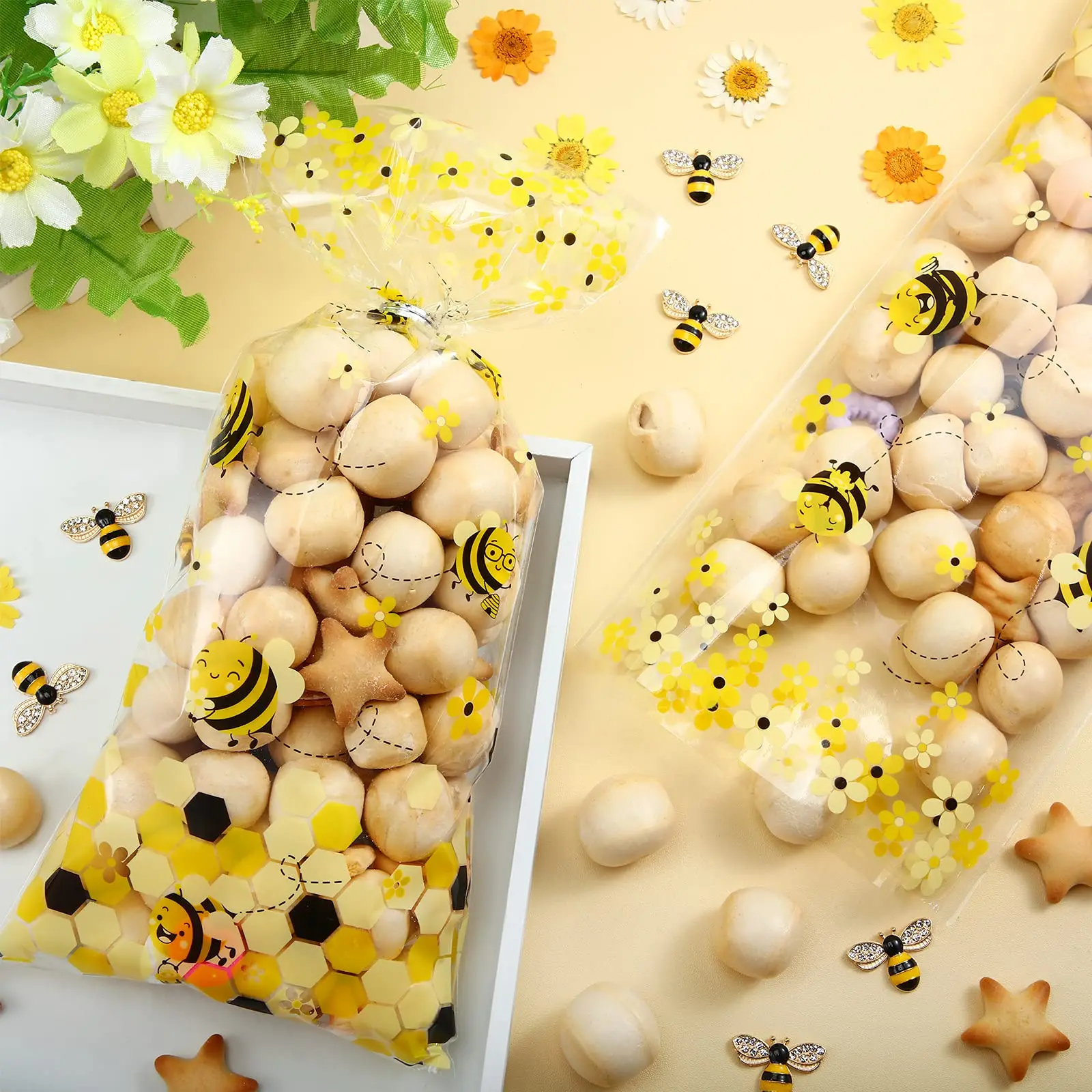 10-50 stücke Biene Zellophan Geschenkt üten Kunststoff Candy Bag Biene Thema Baby party Geburtstags feier Dekoration – Detail 5