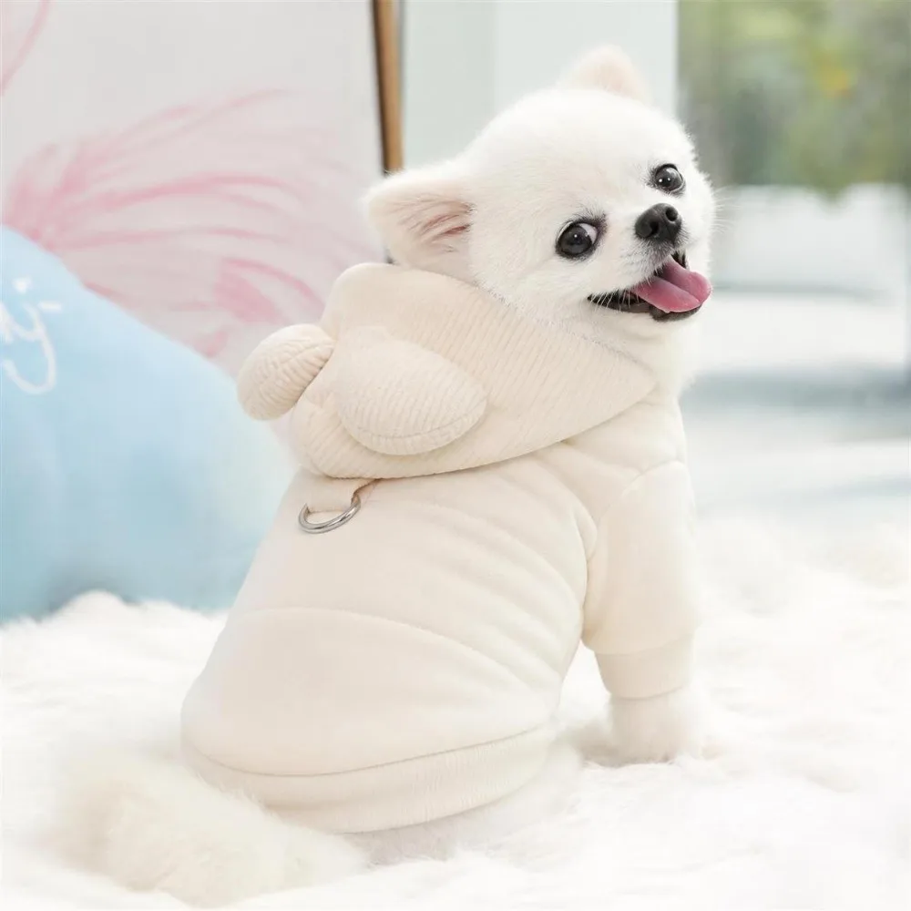 Modische Winter-Hundekleidung, winddichte, verdickte Hunde-Wanderjacke mit niedlichem Hut, Hundeweste für kleine und mittelgroße Hunde. – Detail 4
