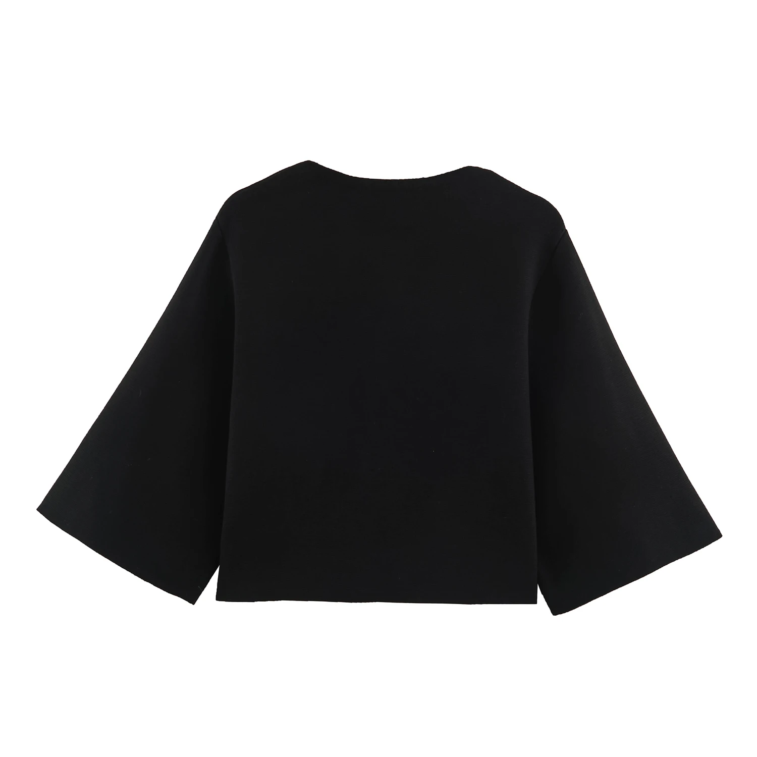 BSAY Women Daily Elegant Short Knitted Jacket Round Neck Flare Sleeve Decorative Gold Buttons Cropped Knit Cardigan Outer Coat