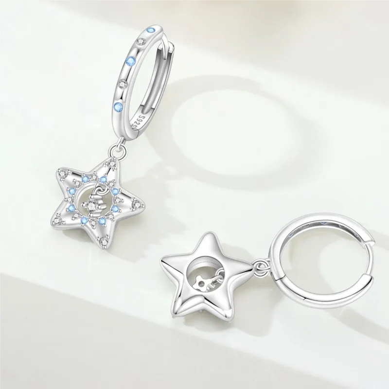 MISEFF 2025 Hot S925 Sterling Silver Star Earring Inlay Zircon Eardrop Earrings Wedding Girlfriend Birthday Gifts Luxury Jewelry