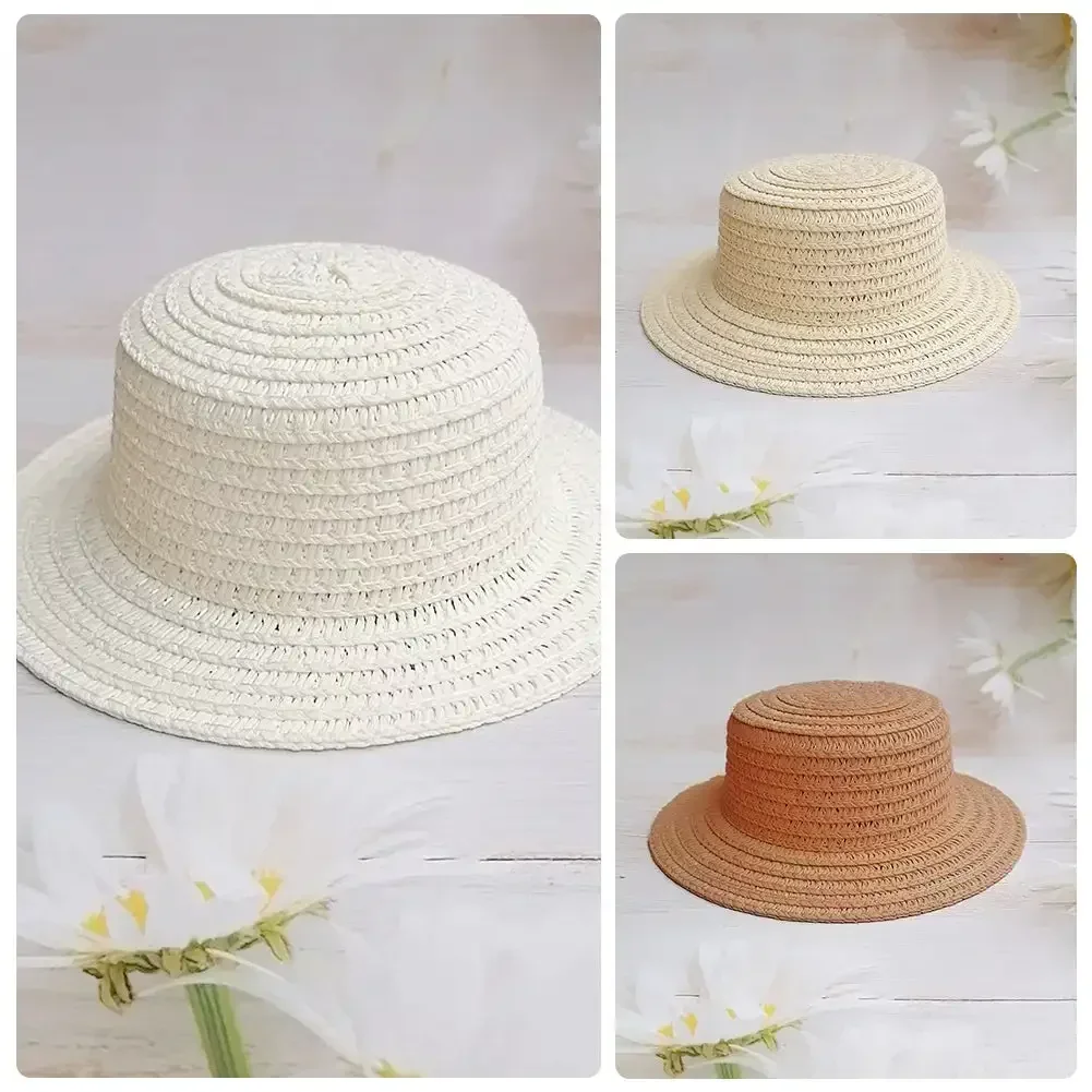 Multiple Sizes Crafts Cute Yellow Woven Straw Hat DIY Decoration Doll Caps DIY Toys Doll Accessories