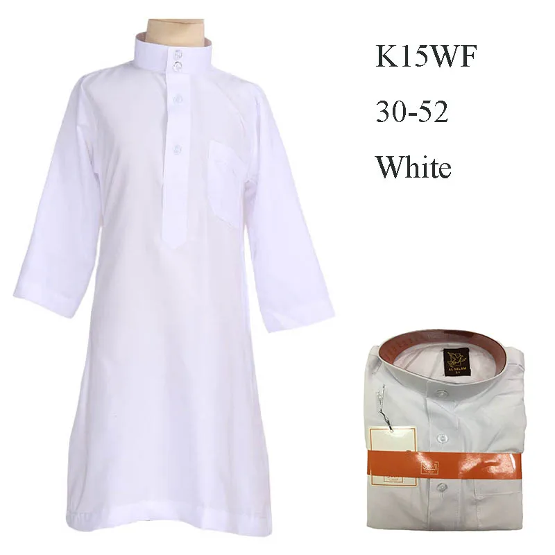 Islamic Kaftan Children Jubba Thobe Muslim Boys Abaya Kids Burqas White Arab Stand Collar Long Sleeved Robe