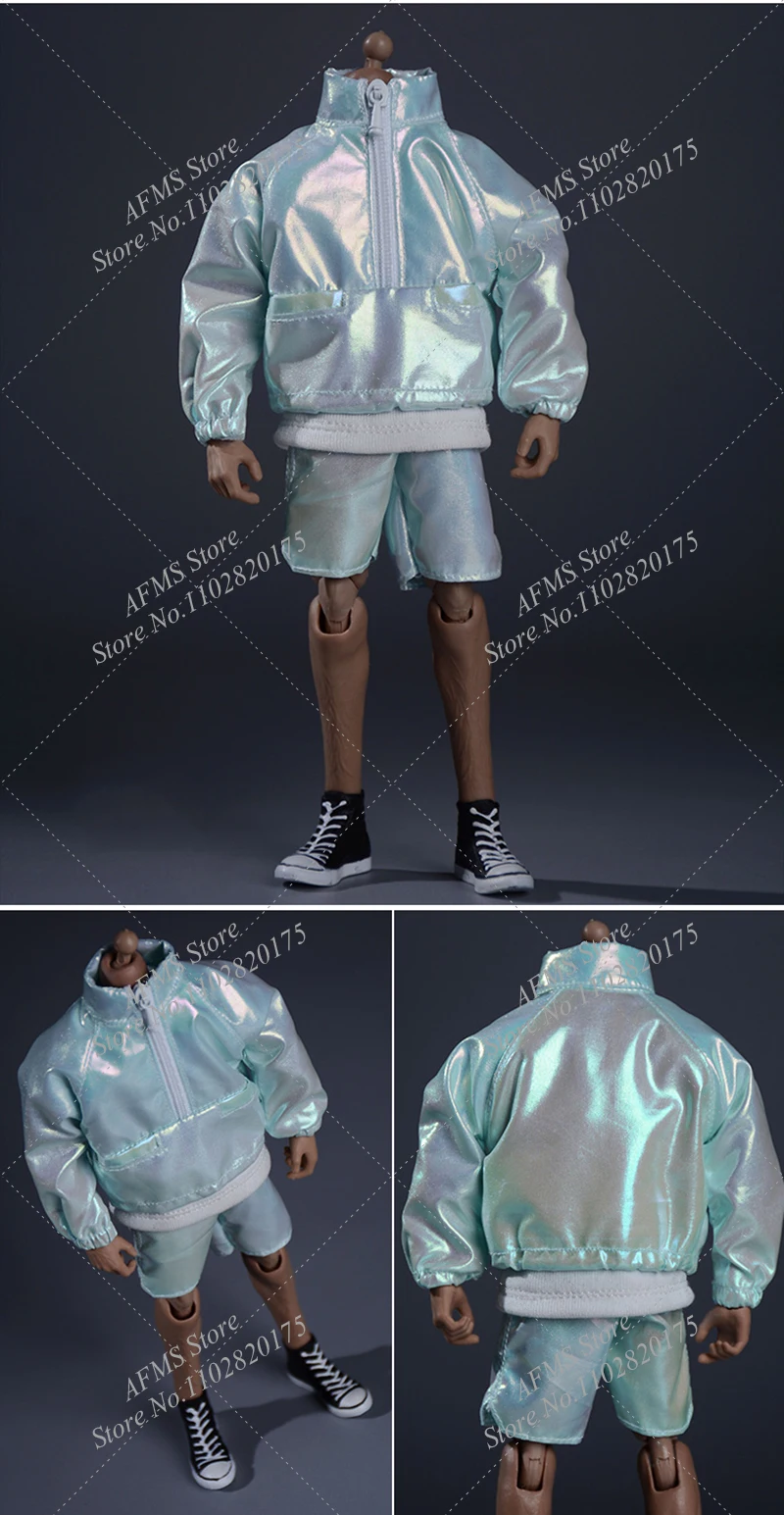 2 Colors 1/12 Male Soldier Colorful Pullover Jacket Set Hip Hop Tracksuit  Streetwear Shorts Fit 6inch Action Figure Body