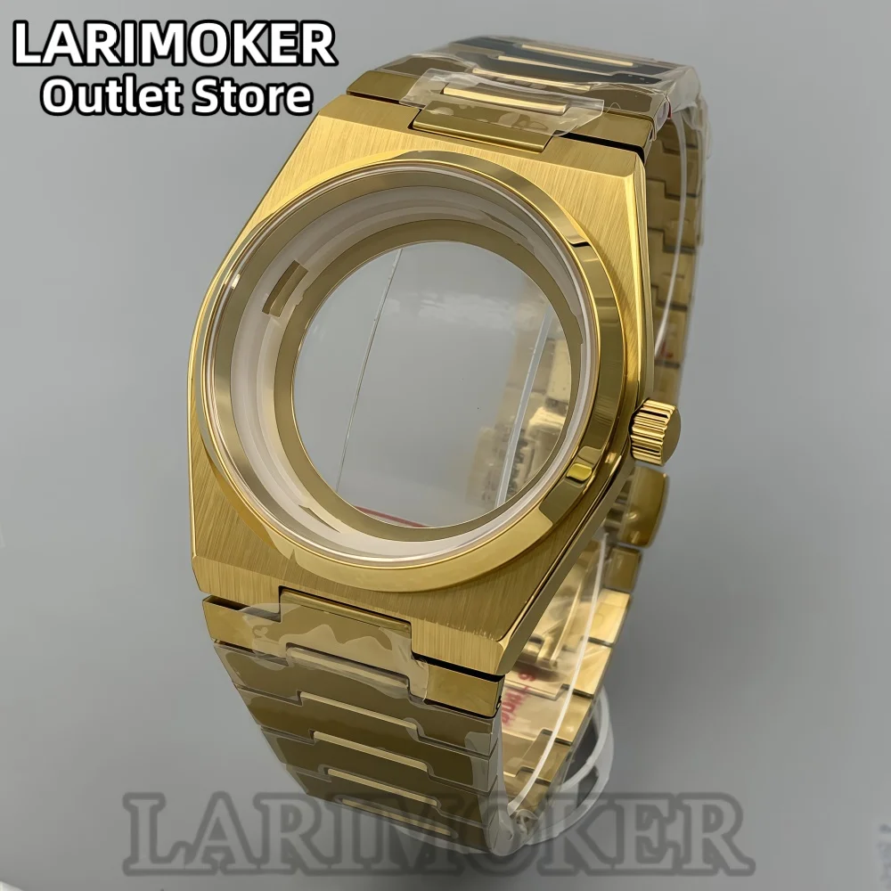 LARIMOKER 39mm Integrated Sports Watch Case Smooth Fluted Bezel Sapphire Crystal Steel Bracelet for NH35 ETA2824 PT5000 Movement