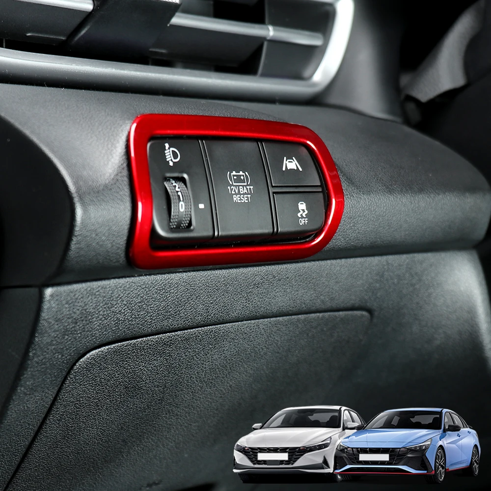 

LHD/RHD Red Car For Hyundai Elantra CN7 N 2021-2025 Styling Interior Headlight Adjustion Switch Button Cover Trim