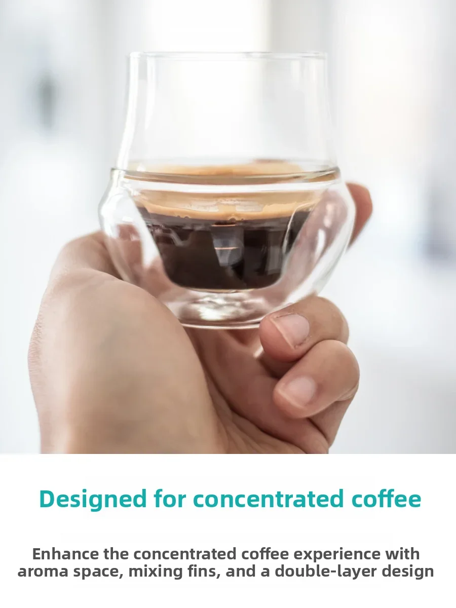 Italian Style Double Layer Heat Resistant Transparent Glass Coffee Smell And Taste Cup Espresso Kruve without Handle