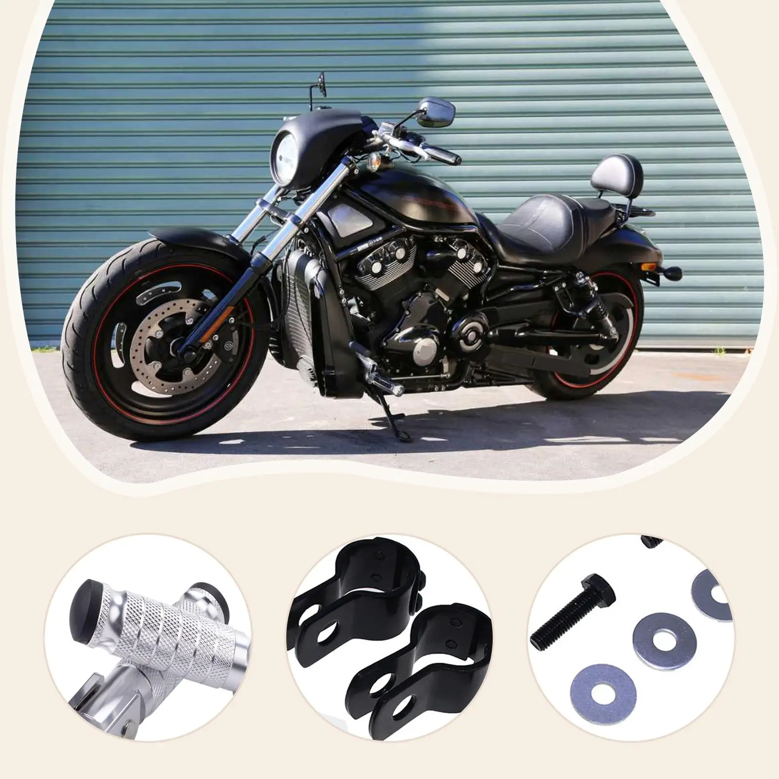 قطعتان من مساند القدمين للدراجات النارية من الألومنيوم لتركيب بسيط