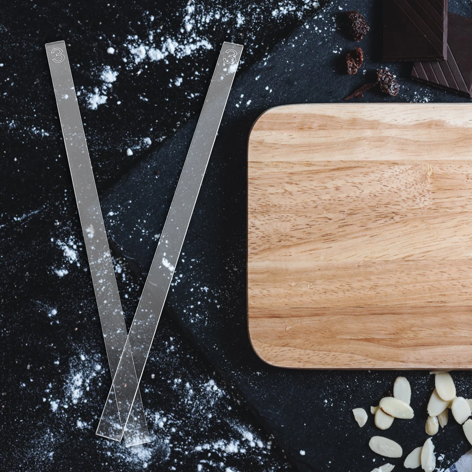 

2Pcs Acrylic Cookie Thickness Measuring Ruler DIY Fondant Butter Cookie Leveler Baking Tools Kitchen Roller Small Practical