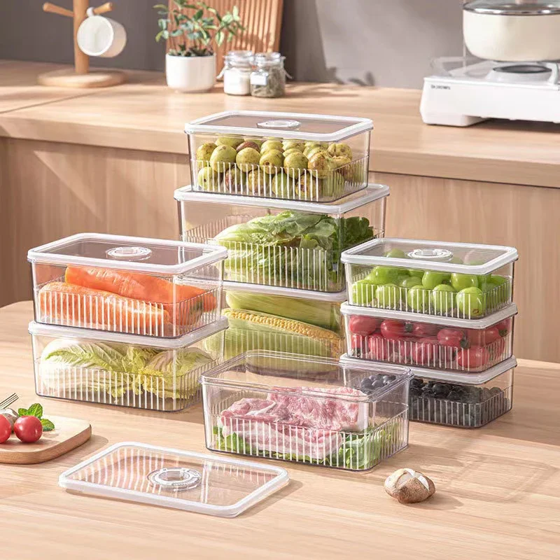 Refrigerator Storage Box Timing Fresh Fridge Organizer Vegetable Fruit Baskets Food Storage Containers Pantry Kitchen Organizer