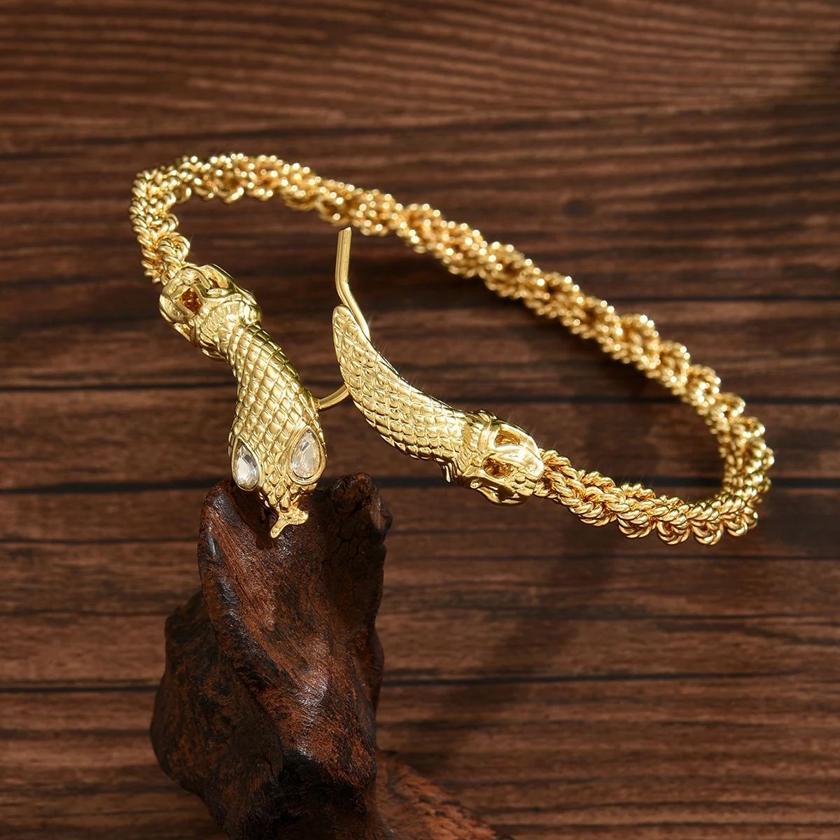 Arabian Retro Ethnic Style Snake Head Braided Design Bracelet