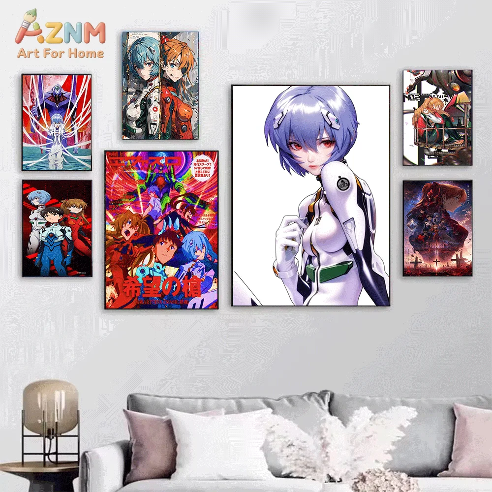 AZNM Neon Genesis Evangelion Canvas Wall Print Single Unframed Anime Magazine Poster Ayanami Rei Asuka Shinji EVA Mecha Charac