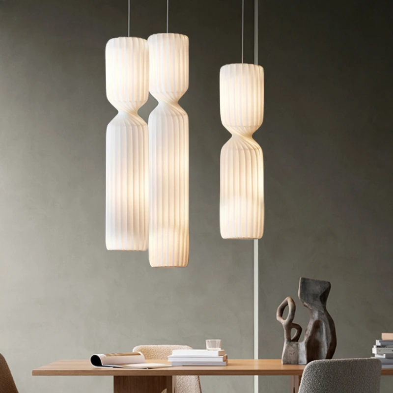 Nordic Cylinder Silk Led Pendant Lights for Living Dining Room Sofa Bedroom Simple Home Decor Hanging Fixture Ceiling Chandelier