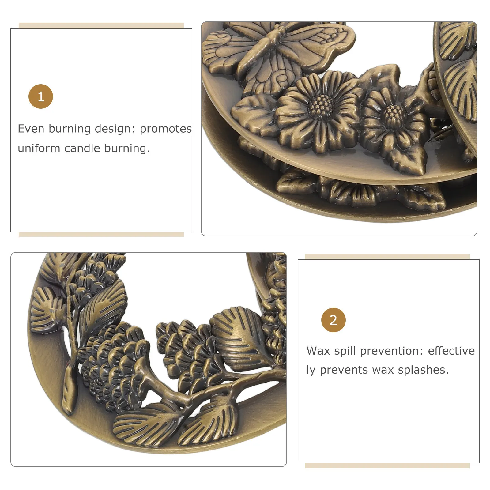 3Pcs Burner Covers Floral Metal Jar Lid Even Burn Wax Spill Prevention Replacement Decorative Topper