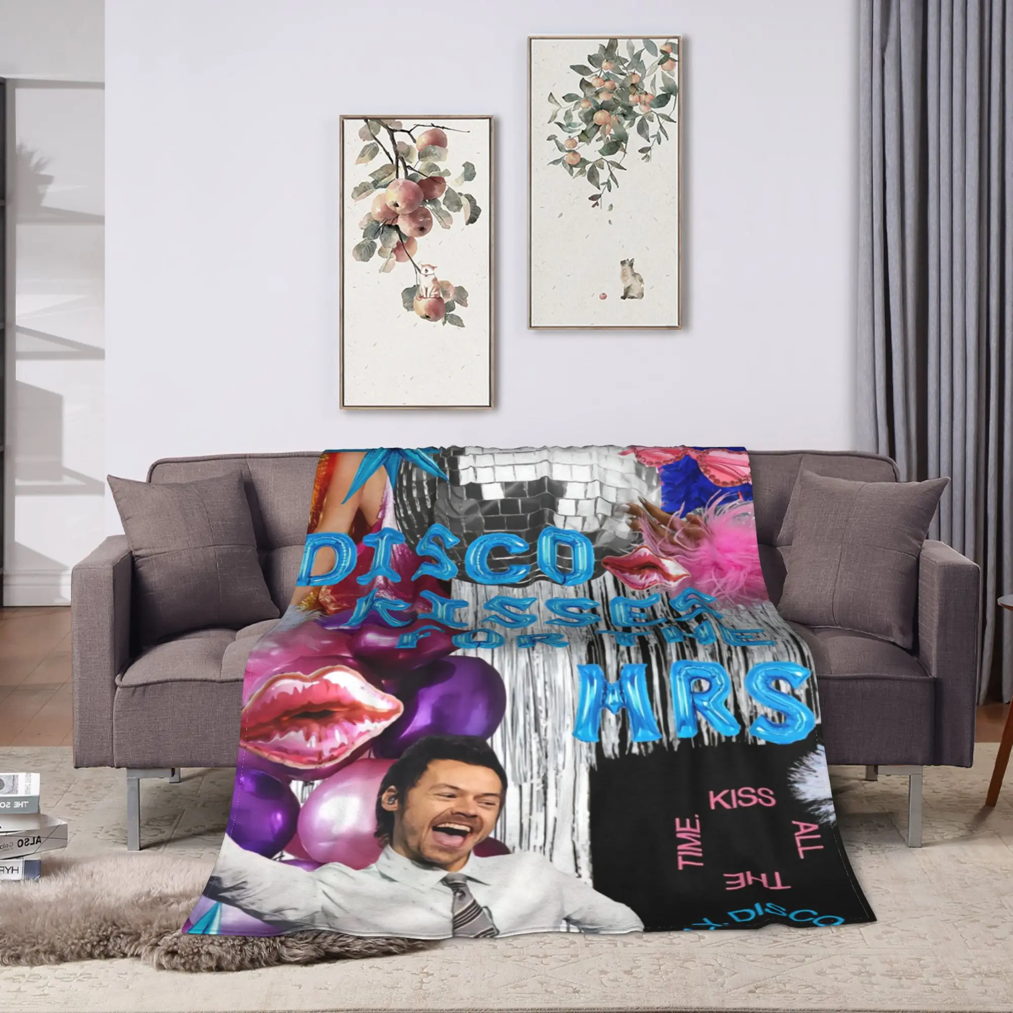 Cozy Blankets Picnic Harrys Styles Kiss All The Time Disco Throw Blanket Trend  Bedspread For Sofa Home