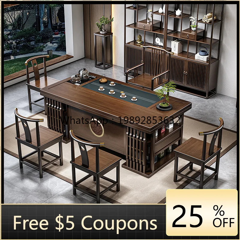 YFY Solid Wood Tea Table New Chinese Style Office Luxury Tea Table Integrated Complete Kung Fu Tea Set