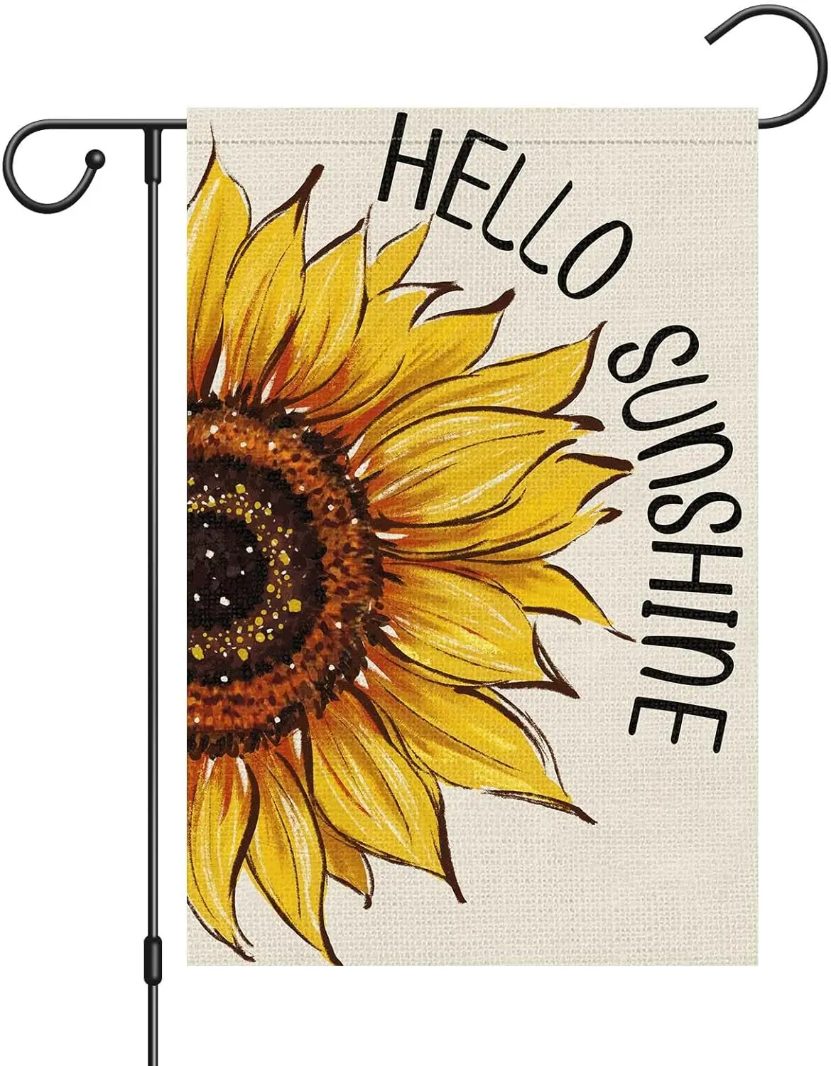Hello Sunshine Summer Garden Flag 12x18 Inch Double Sided for Outside, Floral Sunflower Seasonal Burlap Yard Outdoor Flag
