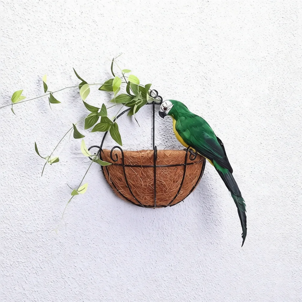 Decorative Simulation Parrot Figurine Natural Style Feather Bird Ornament For Garden Yard Photography Prop Indoor Room Decor
