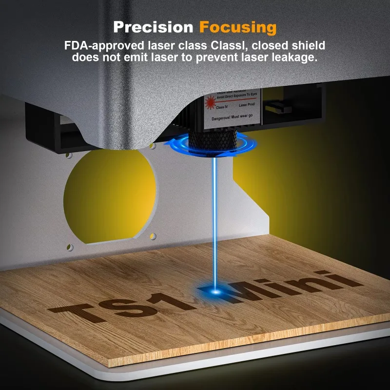TS1 2.5W Portable Mini Desktop Laser Engraving Machine for Glass Wood & Leather DIY Marking & Cutting