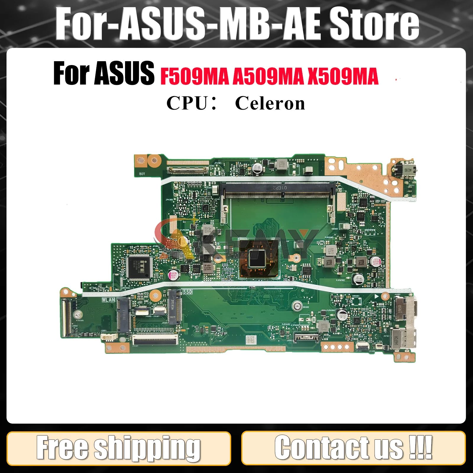 

X509MA Laptop Motherboard For ASUS VivoBook F509MA X509MA X509M F409MA A509MA A409MA Mainboard W/ Celeron CPU tests OK fast ship