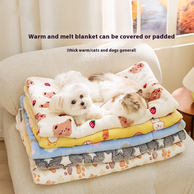 

Facecloth Mat Cartoon Bear Fall Winter Warm Pet Cat Blanket Dog Quilt Sleeping Mat Supplies Home Household Bedroom