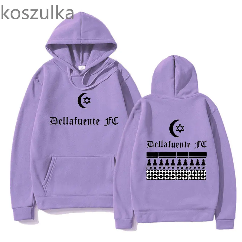 2024 Dellafuente Hoodie 2022 Men's Print Hip Hop Grunge Korea 90s Ulzzang Rapper Unisex Fashion Unisex Autumn And Winter Streetw