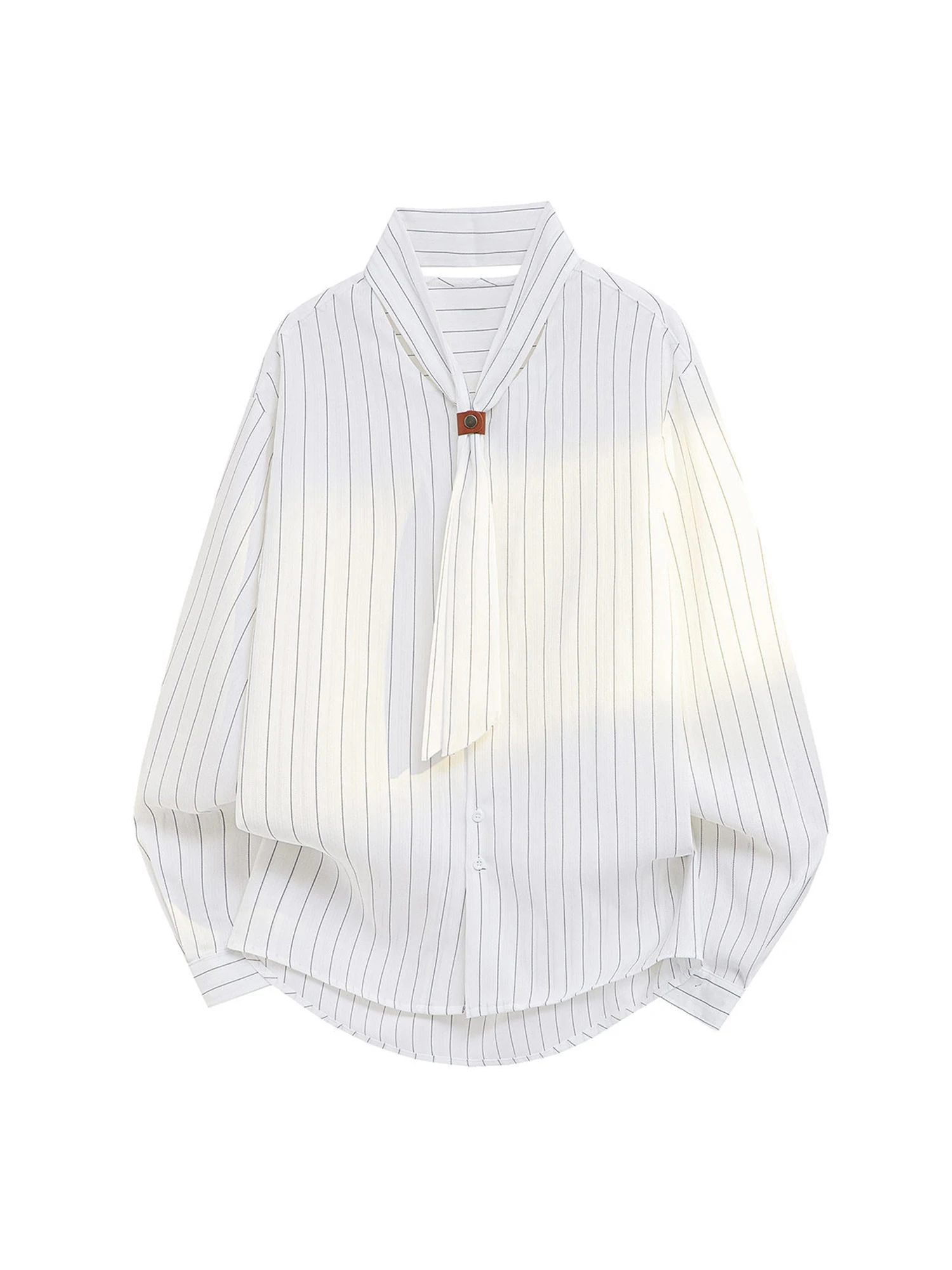 Women White Striped Shirt Preppy Style Vintage Blouses and Shirts 2000s Harajuku Japanese Long Sleeve Shirt Clothes Spring 2026