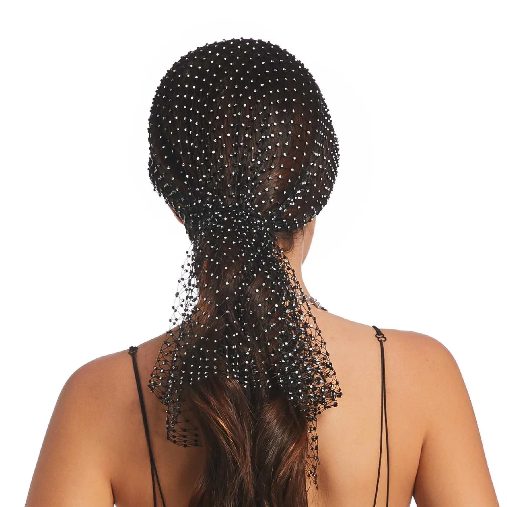 1 piece women's new design hood mesh flash diamond fishing net hood fashion trend music party fishing net hat
