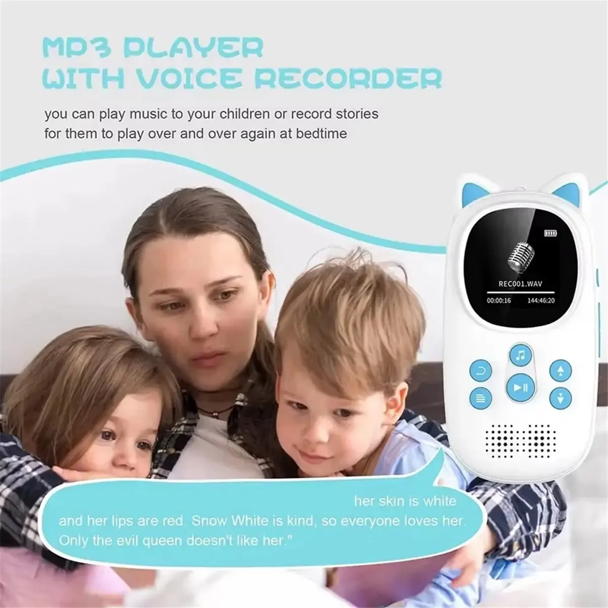 Bluetooth MP3 Player for Kids, Cute Kitty Music Player with Speaker, Support TF Card,FM Radio,Recording,Alarm Clock-32G