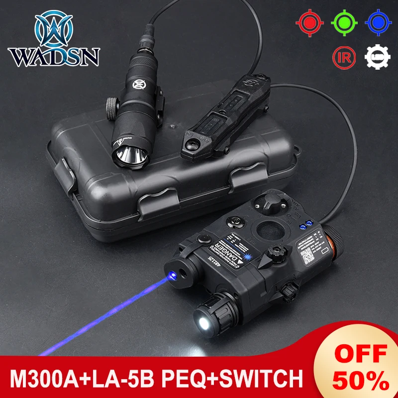 

Wadsn PEQ15 Red Green Blue Dot IR Sight Laser Tactical M300A Outdoor Hunting Flashlight White LED Strobe Light With Dual Switch