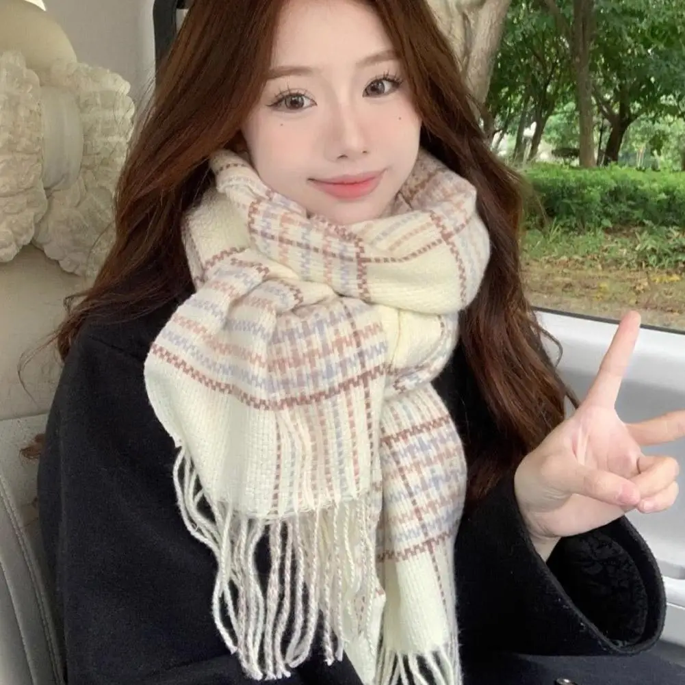 Fashion Korean Sle Plaid Scarf Winter Warm Atmosphere Thick Student Couple Scarf Winter Outdoor Shawl For Women Girls