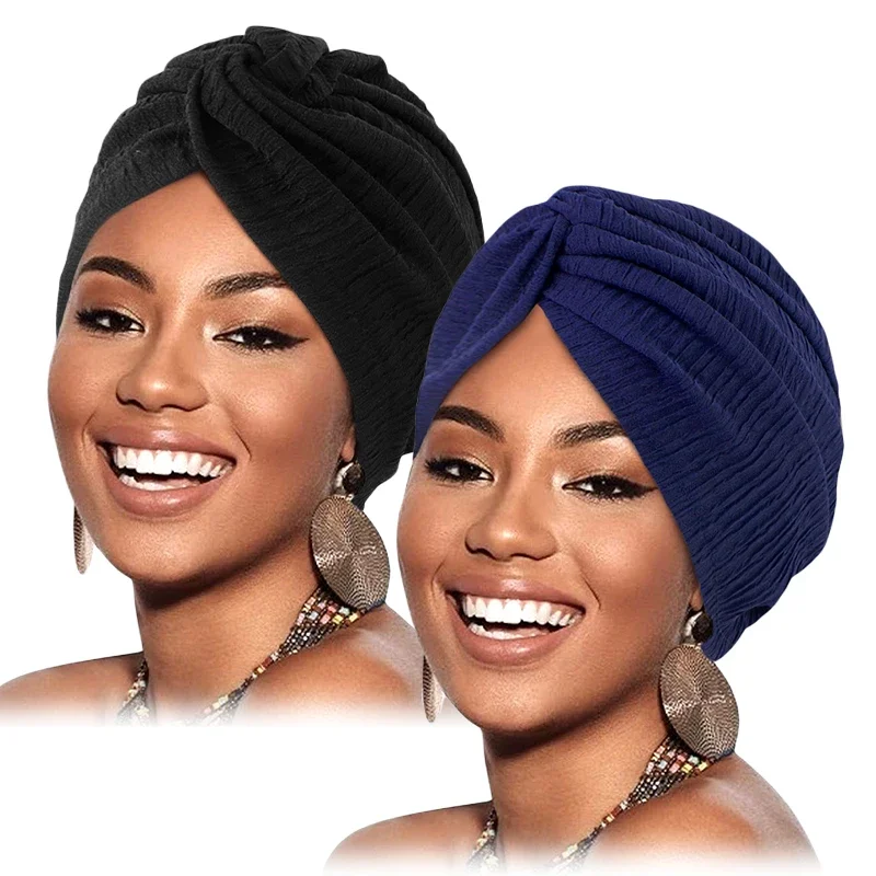 

Мусульманские женщины с перекрестными рюшами, химиотерапия, тюрбан для сна, однотонный головной убор, шарф, шапка-бини, шапка для лечения рака, аксессуары для выпадения волос