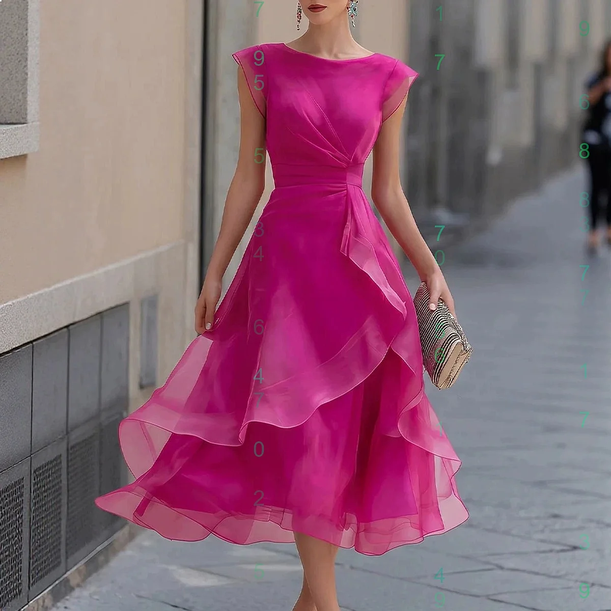 Fashion Ruffle Mesh Dress Dresses Spring Summer Women Elegant Floral Party Evening Gown Matching Set