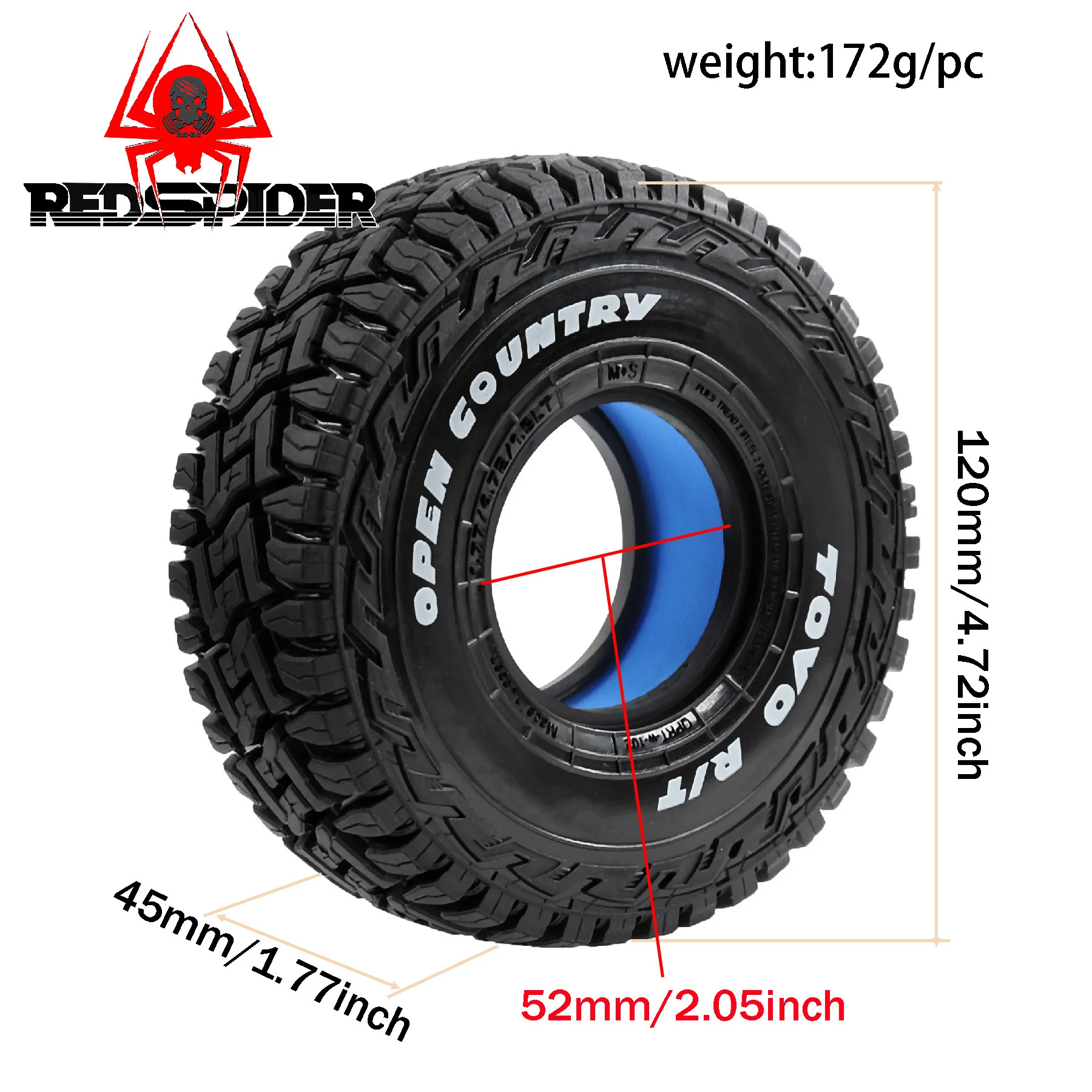 

4pcs 120*45mm Butyl Rubber Tires Mud Terrain 1.9" Wheel Tires For 1/10 Rc Crawler Car Axial Scx10 Capra Traxxas Trx4 Yikong Rg