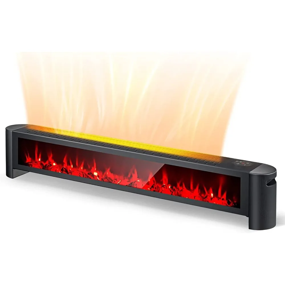 

1400W Tangkula Electric Convection Heater with Remote Control, 6 Adjustable 3D Flame Effects, Thermostat, and Overheat Protectio