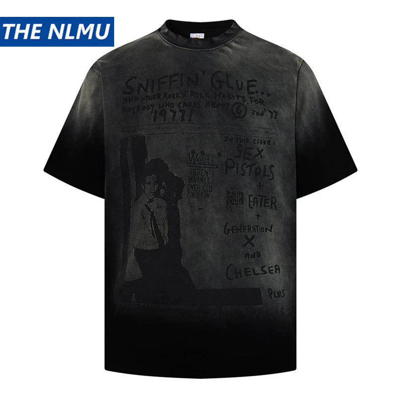 Men's American Vintage Tee Distressed Washed Short Sleeve T-Shirt 2026 Streetwear Cotton T Shirt Tops