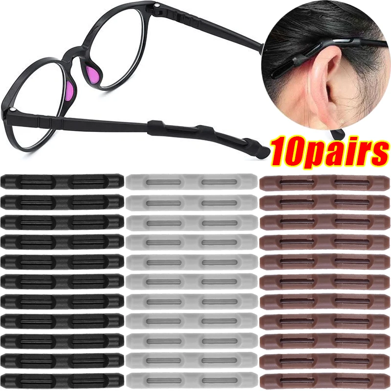 

1/10pairs Anti-slip Eyeglass Ear Hooks Unisex Silicone Glasses Sleeve Holder Soft Clear Sunglasses Leg Earbuds Antiskid Fastener